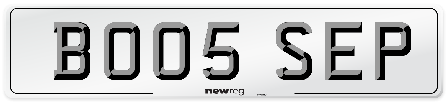 BO05 SEP Number Plate from New Reg